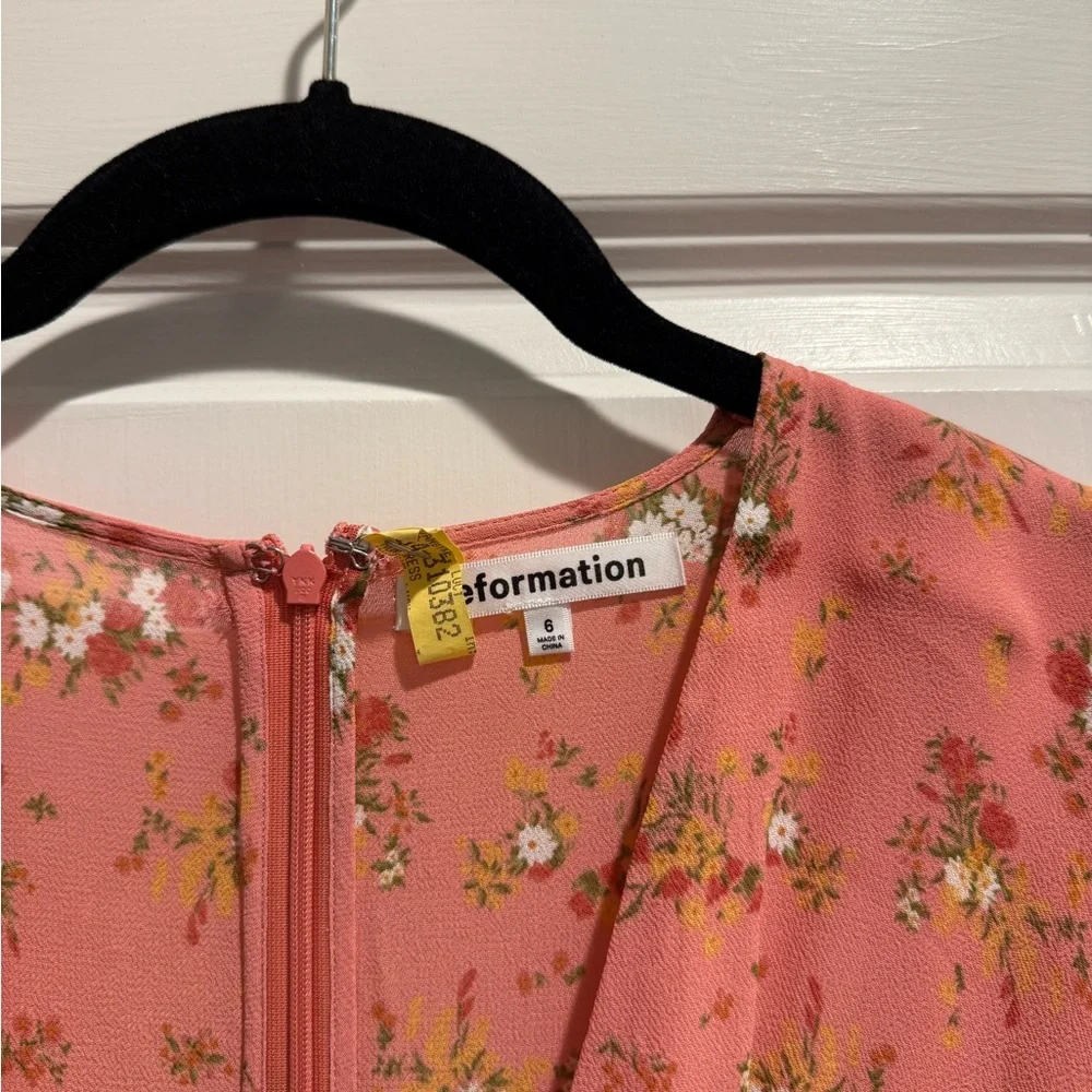 Reformation Mya Dress pink ruffled, size 6 - Picture 5 of 6